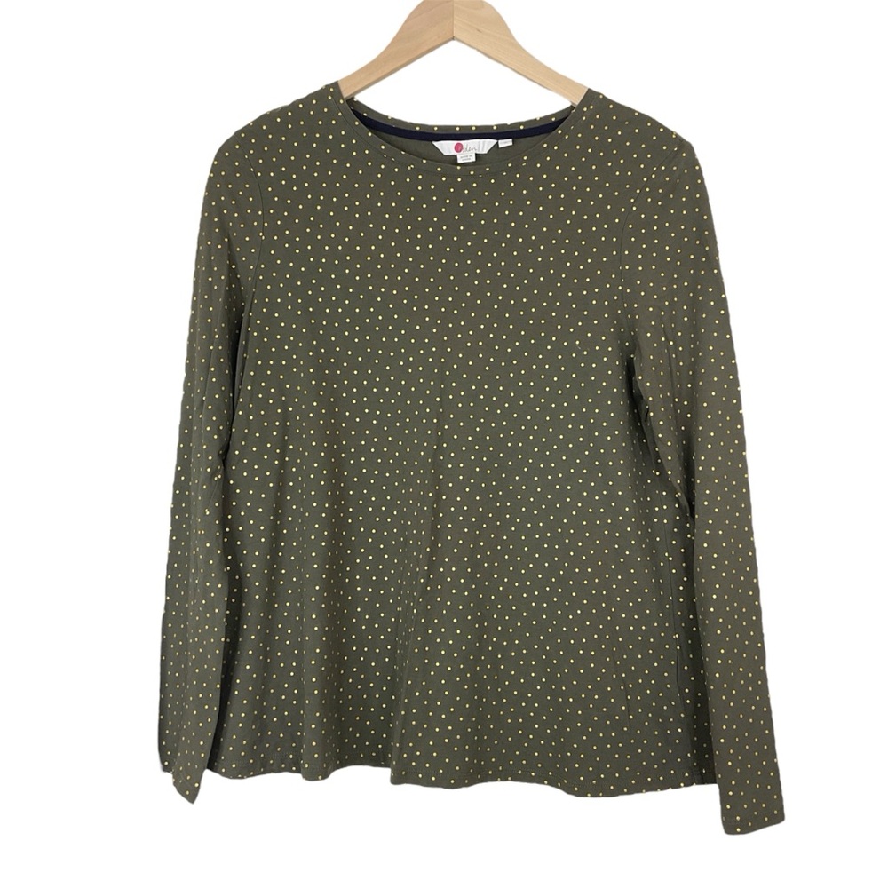 Boden Sabrina Swing Top Green Polka Dot Long Sleeve Medium